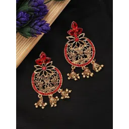 ANIKAS CREATION Gold-Plated Artificial Stones Studded and Beaded Contemporary Chandbalis-picture-15