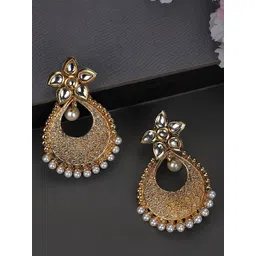 ANIKAS CREATION Gold-Plated Contemporary Chandbalis Earrings-picture-40