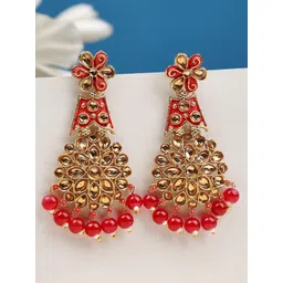 ANIKAS CREATION Gold-Plated Contemporary Drop Earrings-picture-22