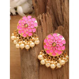 ANIKAS CREATION Gold-Plated Contemporary Drop Earrings-picture-20