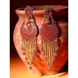 ANIKAS CREATION Gold Plated Contemporary Drop Earrings-picture-25