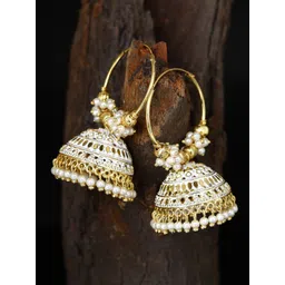 ANIKAS CREATION Gold-Plated Contemporary Jhumkas Earrings-picture-25