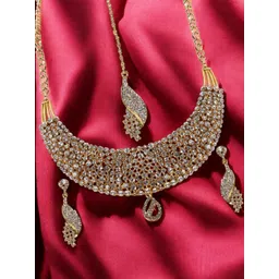 ANIKAS CREATION Gold-Plated Stone Studded Jewellery Set-picture-19