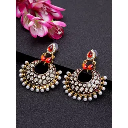 ANIKAS CREATION Maroon & Gold-Toned Crescent Shaped Chandbalis-picture-10