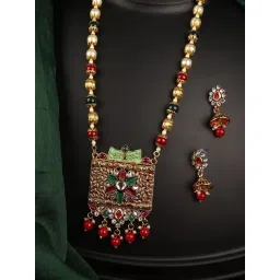 Anikas Creation Multicolor Meenakari Long Crystal Jewellery Set-picture-45