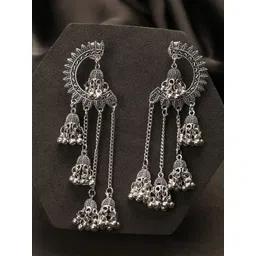 ANIKAS CREATION Silver-Plated German Silver Contemporary Drop Earrings-picture-25