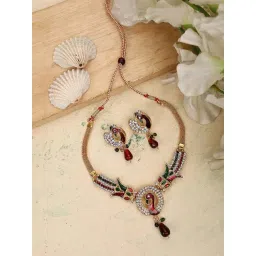 Anikas Creation Traditional Multicolor Stone Studded Peacock Jewellery Set-picture-19