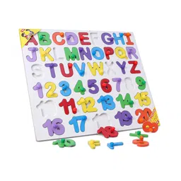 Anindita Toys Alphabets & Number Knob & Peg Puzzle Multicolour - 46 Pieces-image-41