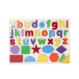 Anindita Wooden Alphabets & Shapes Board Puzzle with Thumbcuts Multicolor - 36 Pieces-image-2