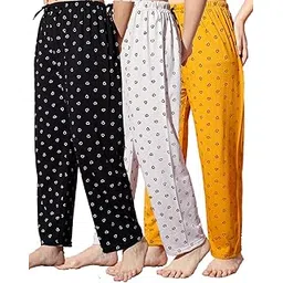 anixa Women's Soft Cotton Printed Pyjamas/Lounge Wear, Night Wear Pant (Combo Pack of 3)-picture-39