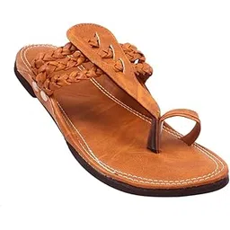 ANJANEYA CREATIONS MEN'S ETHNIC FOOTWEAR/KOLHAPURI CHAPPAL/FLAT-TAN/Stylish & Comfortable-picture-34
