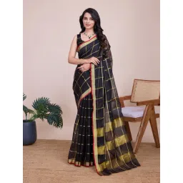Anjaneya Sarees Black Cotton Silk Saree with Unstiched Blouse-picture-42