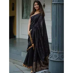 Anjaneya Sarees Black Woven Saree With Unstitched Blouse-picture-28