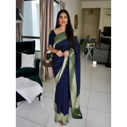 Anjaneya Sarees Blue Banarasi Silk Woven Design Saree With Unstitched Blouse-picture-20