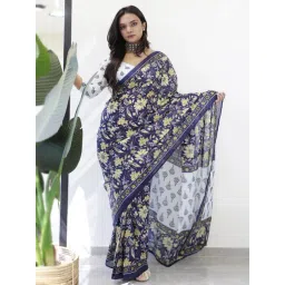 Anjaneya Sarees Blue Woven Cotton Silk Printed Designer Printed Saree With Unstitched Blouse-picture-31