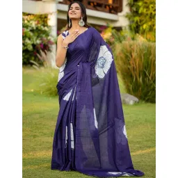 Anjaneya Sarees Blue Woven Cotton Silk Printed Designer Printed Saree With Unstitched Blouse-picture-18