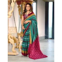 Anjaneya Sarees Green Woven Cotton Silk Printed Designer Printed Saree With Unstitched Blouse-picture-29