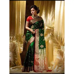 Anjaneya Sarees Green Woven Design Saree with Unstitched Blouse-picture-35