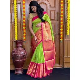 Anjaneya Sarees Green Woven Design Saree with Unstitched Blouse-picture-20