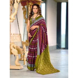 Anjaneya Sarees Maroon Woven Cotton Silk Printed Designer Printed Saree With Unstitched Blouse-picture-17