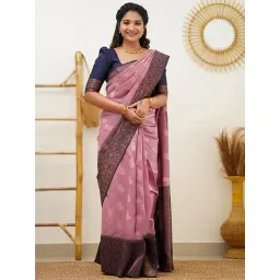 Anjaneya Sarees Pink Banarasi Silk Saree with Unstiched Blouse-picture-40