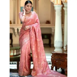 Anjaneya Sarees Pink Silk Woven Saree With Unstitched Blouse-picture-17