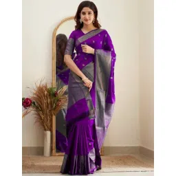 Anjaneya Sarees Purple Silk Woven Saree With Unstitched Blouse-picture-15