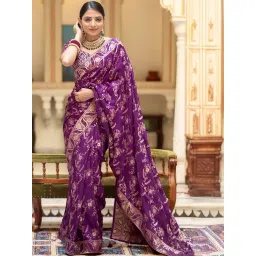 Anjaneya Sarees Purple Silk Woven Saree With Unstitched Blouse-picture-33