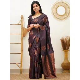 Anjaneya Sarees Purple Silk Woven Saree With Unstitched Blouse-picture-25