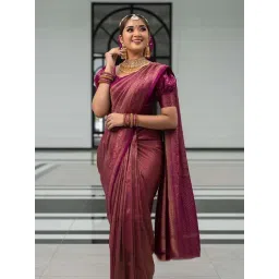 Anjaneya Sarees Purple Silk Woven Saree With Unstitched Blouse-picture-33