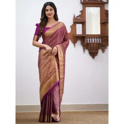 Anjaneya Sarees Purple Silk Woven Saree With Unstitched Blouse-picture-21