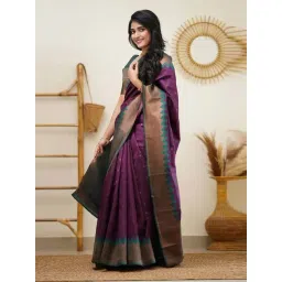 Anjaneya Sarees Purple Silk Woven Saree With Unstitched Blouse-picture-19