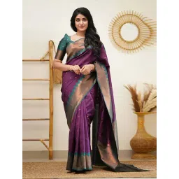 Anjaneya Sarees Purple Silk Woven Saree With Unstitched Blouse-picture-20