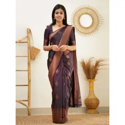 Anjaneya Sarees Purple Silk Woven Saree With Unstitched Blouse-picture-23