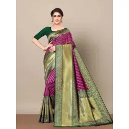 Anjaneya Sarees Purple Silk Woven Saree With Unstitched Blouse-picture-16