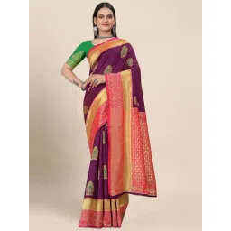 Anjaneya Sarees Purple Silk Woven Saree With Unstitched Blouse-picture-17
