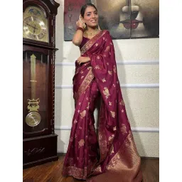 Anjaneya Sarees Purple Woven Design Saree with Unstitched Blouse-picture-11