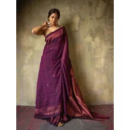 Anjaneya Sarees Purple Woven Design Saree with Unstitched Blouse-picture-13