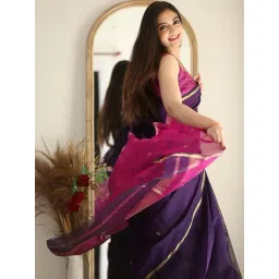 Anjaneya Sarees Purple Woven Saree With Unstitched Blouse image 4