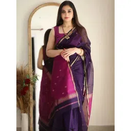 Anjaneya Sarees Purple Woven Saree With Unstitched Blouse image 5