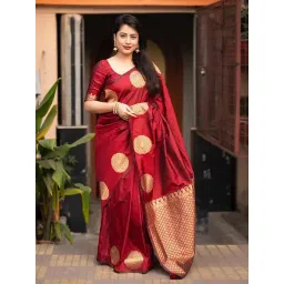Anjaneya Sarees Red Banarasi Silk Saree with Unstiched Blouse-picture-25
