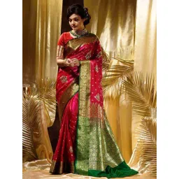 Anjaneya Sarees Red Woven Design Saree with Unstitched Blouse-picture-27