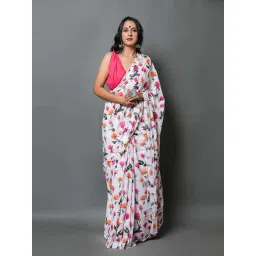 Anjaneya Sarees White Woven Cotton Silk Printed Designer Printed Saree With Unstitched Blouse-picture-42