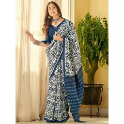 Anjaneya Sarees White Woven Linen Silk Printed Designer Printed Saree With Unstitched Blouse-picture-17