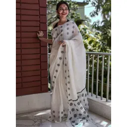 Anjaneya Sarees White Woven Saree With Unstitched Blouse-picture-24