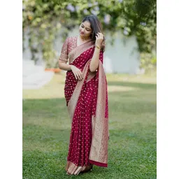 Anjaneya Sarees Woven Design Zari Silk Blend Banarasi Saree-picture-10