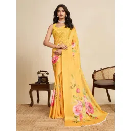Anjaneya Sarees Yellow Woven Polyester Printed Designer Saree With Unstitched Blouse-picture-44