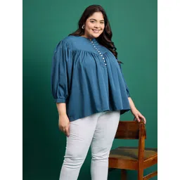 ANJIR Women Mandarin Collar Casual & Elegant Western Top-picture-34