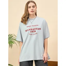ANJIR Women Typography Printed Round Neck Cotton Oversized T-shirt-picture-10