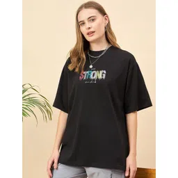 ANJIR Women Typography Printed Round Neck Cotton Oversized T-shirt-picture-11